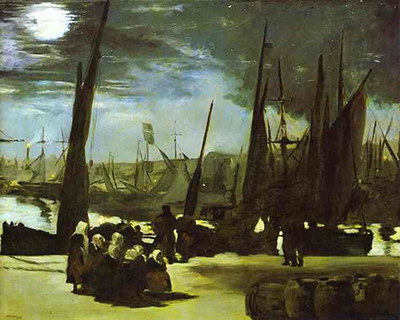 Moonlight Harbor at Boulogne Edouard Manet